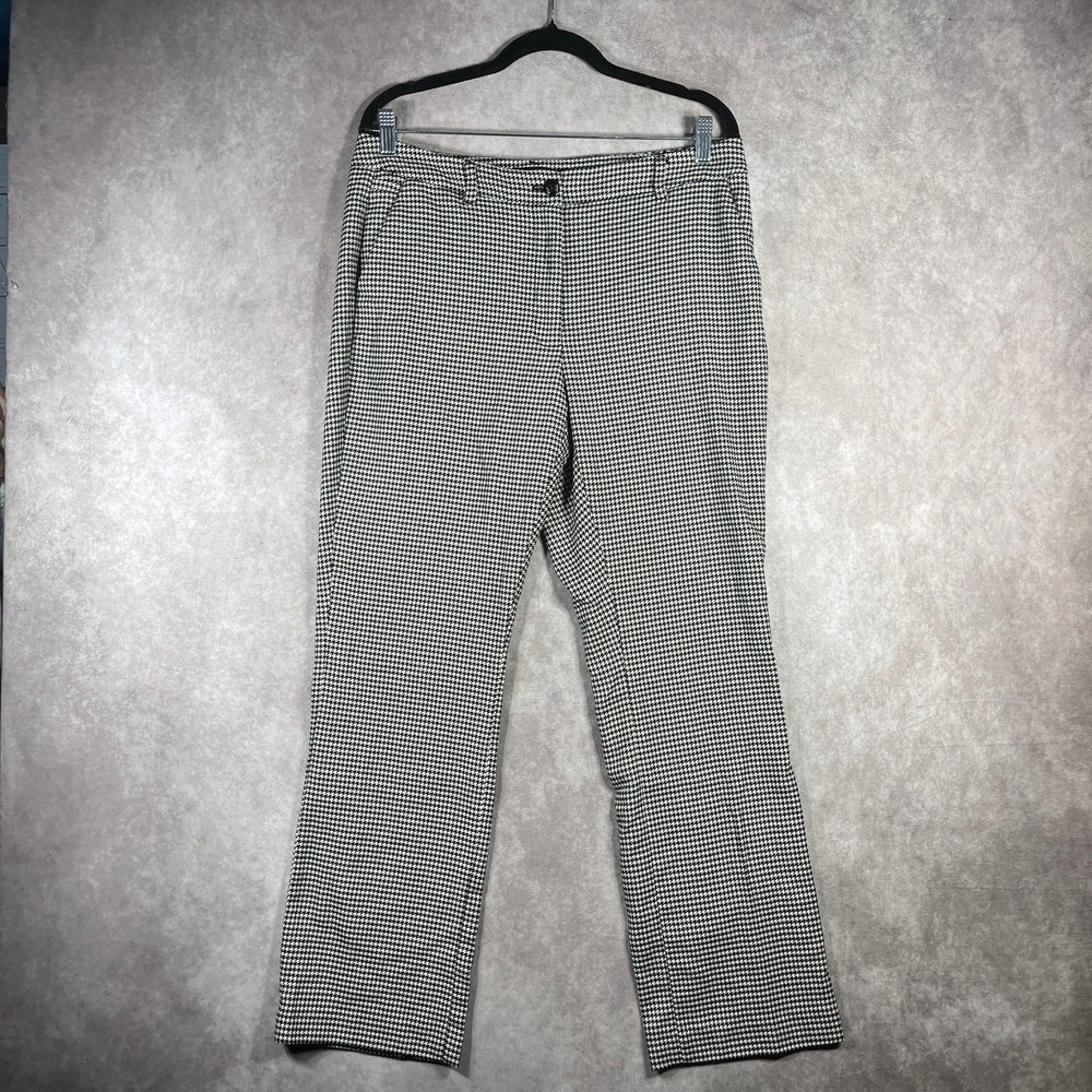 White House Black Maket The Slim Pants Womens 12 White Black Houndstooth Office